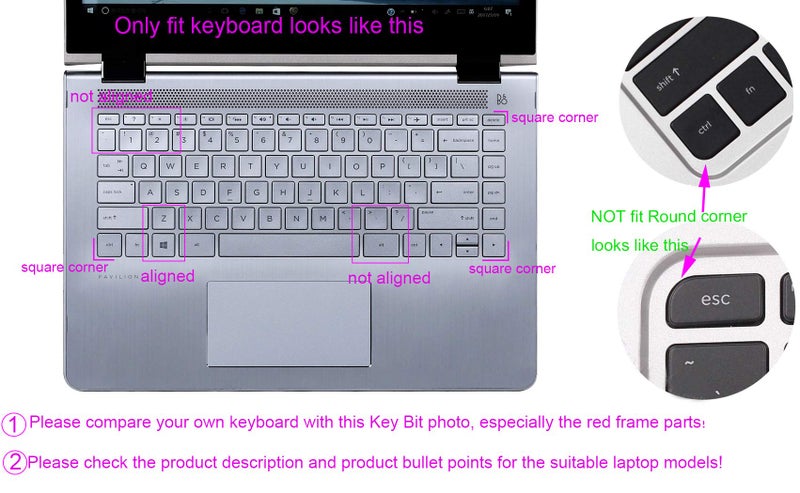 UHamn Silicone Keyboard Cover Skin Compatible for HP Pavilion X360 14M-BA Series 14M-BA011DX 14M-BA013DX 14M-BA015DX 14M-BA114DX, HP 14M-BW Series 14-BW006NR 14-BW010NR 14-BW065NR, HP 14-BF050WM (Rainbow) - Image 1